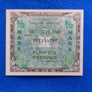 1944 1/2 Mark Germany Allied Military Currency WWII, CRISP AU