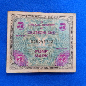 WW2 Allied Military Currency 5 Mark