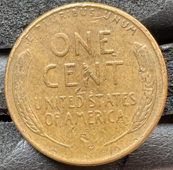 1957-D Lincoln Wheat Cent Filled B Die Chip Error