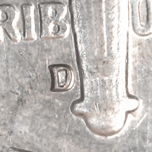 Error Dime: 1964D/D SILVER Roosevelt RPM Repunched Mint Mark