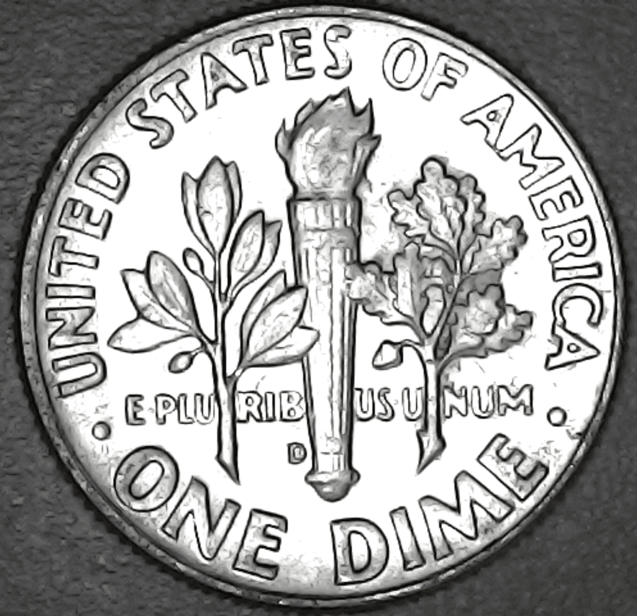Error Dime: 1964D/D SILVER Roosevelt RPM Repunched Mint Mark