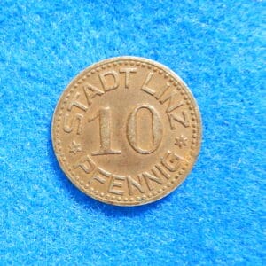 1917 NOTGELD/KRIEGSGELD City of Linz Germany 10 Pfennig Original WWI Iron Coin
