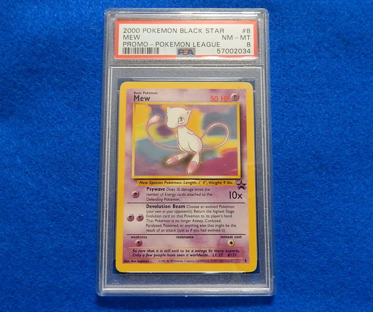 MEW Black Star Promo #8 Pokemon Card from 2000, Graded PSA 8