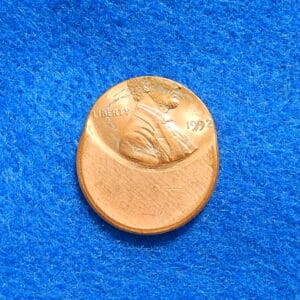 1992 Lincoln cent off-center error coin