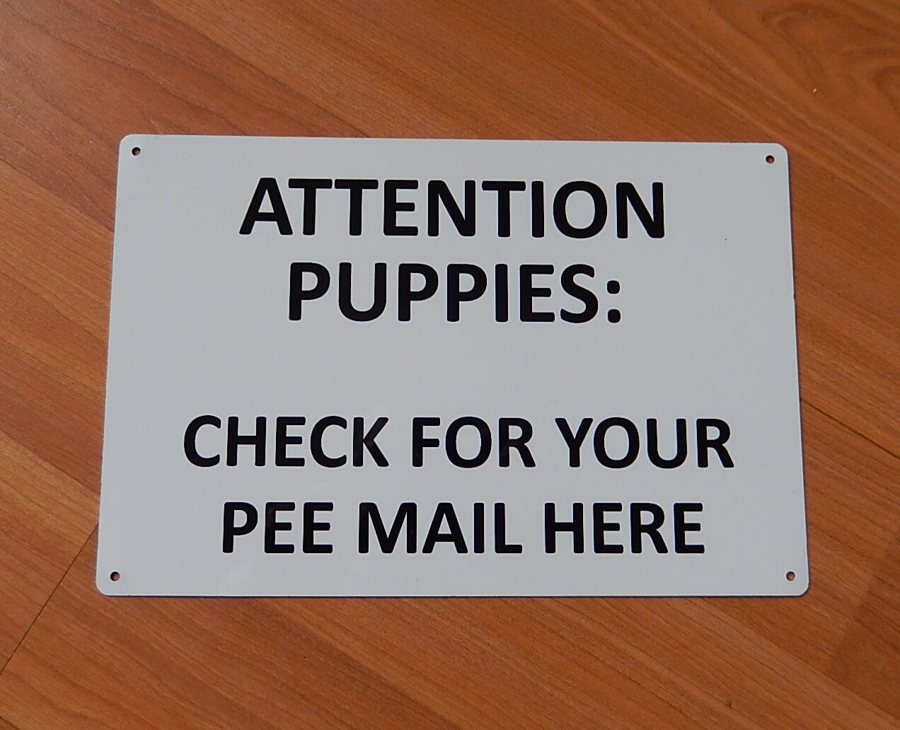 Puppies Check for Pee Mail Outdoor Aluminum Yard Sign, 7.9" x 11.8"